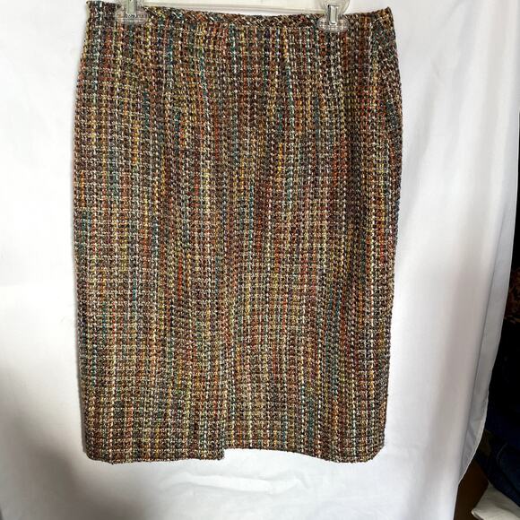 Coldwater Creek 8P skirt pencil tweed lined side zip browns multi-color - Picture 9 of 9